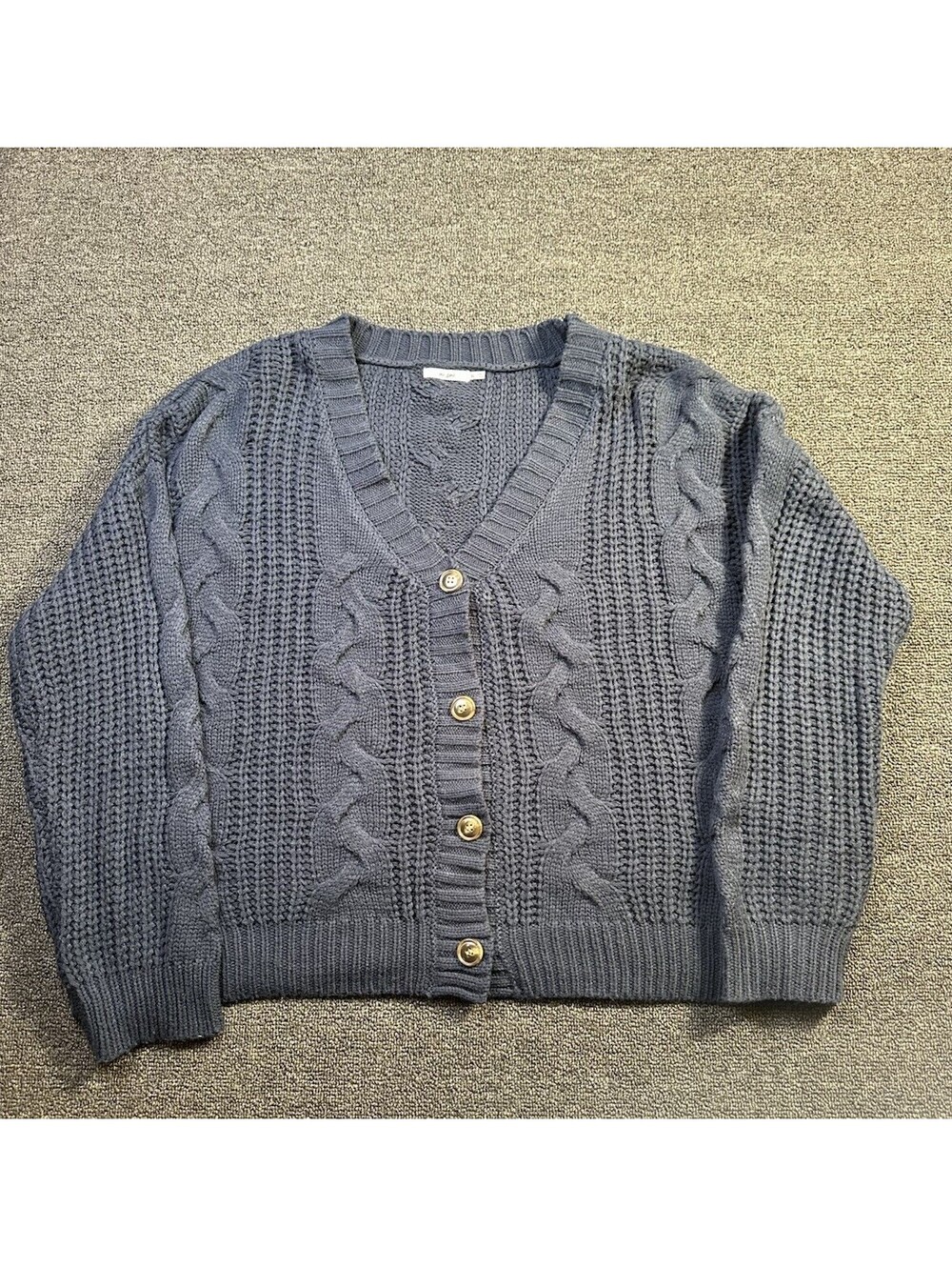 Mi Ami Womens Knitted Navy Blue Sweater Cardigan Size XL
